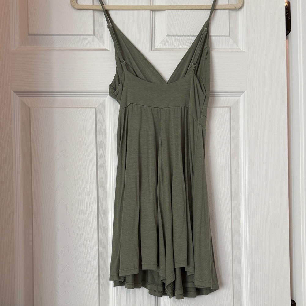 Elegant Olive Wrap Dress - Picture 2 of 3